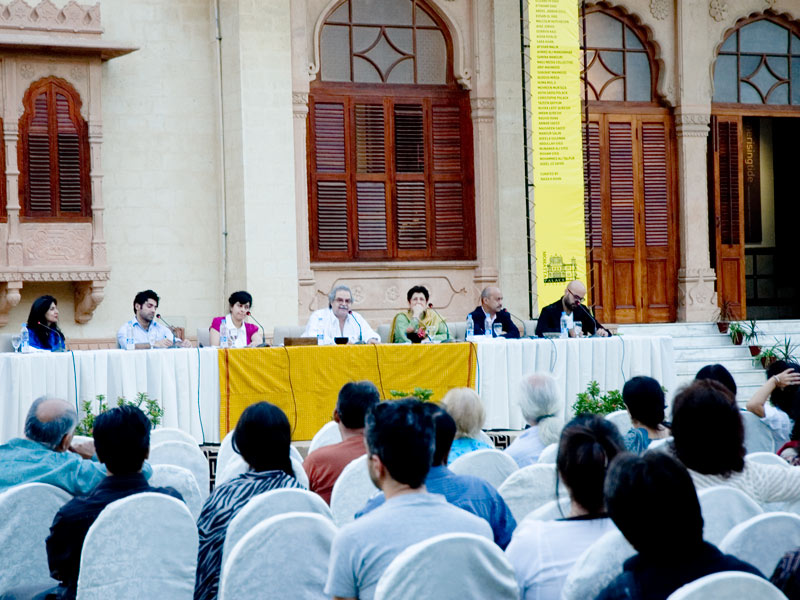 Managing Trustee of the Mohatta Palace Museum Trust, Mr Hameed Haroon talking during the opening of the exhibition.