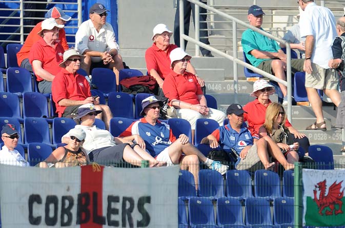 English cricket fan attend the third day of the second Test match. ? AFP Photo