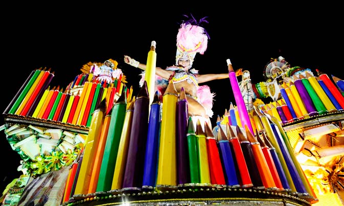 Revellers from the Mocidade samba school parade on the first night of the annual Carnival parade in Rio de Janeiro's Sambadrome, February 19, 2012. ? Reuters Photo