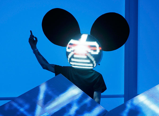 Deadmau5 performs outside the Grammy awards venue. ? Reuters Photo