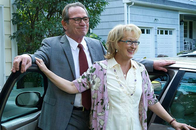 Actors Tommy Lee Jones (L) and Meryl Streep are shown in a scene from the film ?Hope Springs?