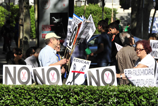 People take part in a demonstration during an education general strike. ? Photo by AFP