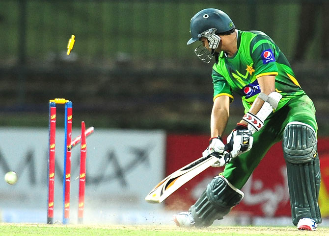 Azhar Ali was bowled for 96 by Nuwan Kulasekara. ? Photo by AFP