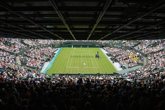 View of Court 1 during the first round men's singles match between France's Jo-Wilfried Tsonga and Australia's Lleyton Hewitt. ? Photo by AFP