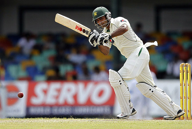 Mohammad Hafeez put behind his effort in Galle in a big way. He too was aggressive in his approach. -Photo by Reuters