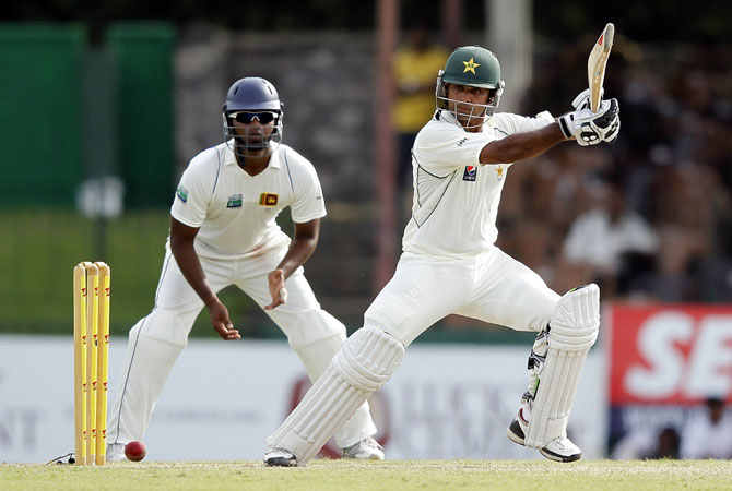 Hafeez's unbeaten innings included 18 fours and one six and and came off 281 balls. -Photo by Reuters