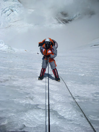 Female Bangladeshi mountaineer Wasfia Nazreen descends on the lonely Lhotse face on Mount Everest. Wasfia Nazreen, 29, became the second Bangladeshi woman to summit the world's tallest mountain on May 26, 2012 and is climbing the highest peak on each of the continents to celebrate 40 years of Bangladeshi independence. -Photo by AFP