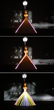 A combination of images shows a model presenting creations by French designer Frank Sorbier during Haute Couture Fall-Winter 2012-2013 collections. ? Photo by AFP collections. ? Photo by AFP