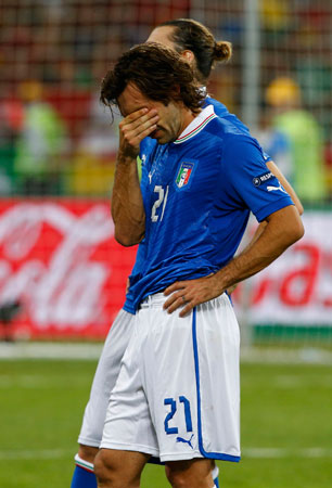 Italy's Andrea Pirlo reacts after losing their Euro 2012. ? Photo by Reuters