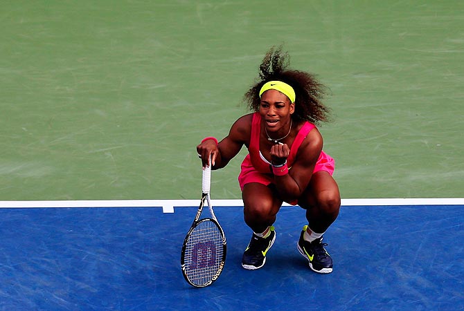 Serena Williams of the United States reacts against Maria Jose Martinez Sanchez. -Photo by AFP