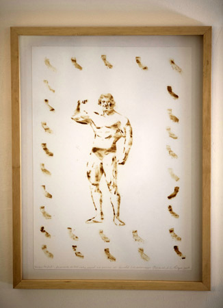 A piece of art by Fernando de la Rocque depicting former California Gov. Arnold Schwarzenegger.