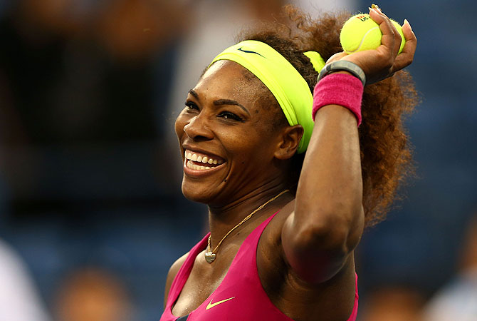 Serena Williams of the United States celebrates match point during her women's singles semifinal match against Sara Errani of Italy. -Photo by AFP