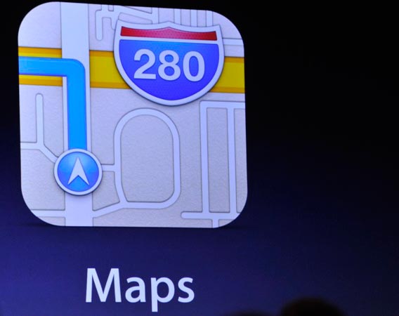 apple-new-maps-app-450 The new Apple Maps application is shown on a screen. - Photo by AP