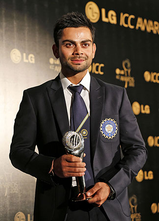India's cricketer Virat Kholi poses with the ICC Men's ODI Cricketer of the Year award. -Photo by AP