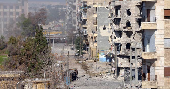 A general view shows destruction in the Bastan al-Basha neighbourhood of Syria's northern city of Aleppo on Dec 2, 2012. - AFP Photo/File