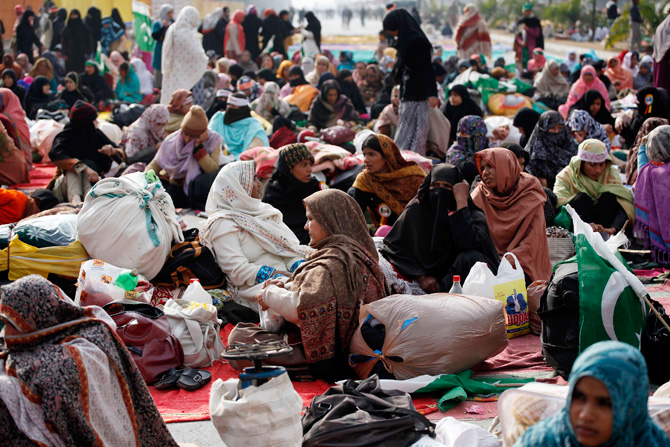 Supporters of Muhammad Tahirul Qadri, gather during a protest in Islamabad January 14, 2013. ? Photo by Reuters