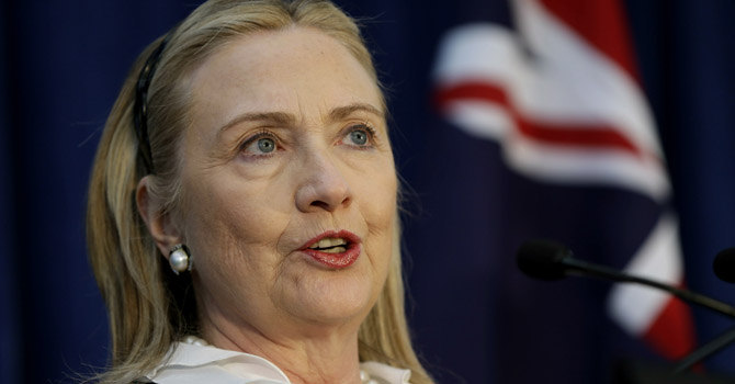 U. S. Secretary of State Hillary Rodham Clinton speaks during a news conference at the annual Australia-United States Ministerial Consultations in Perth, Australia. — AP Photo