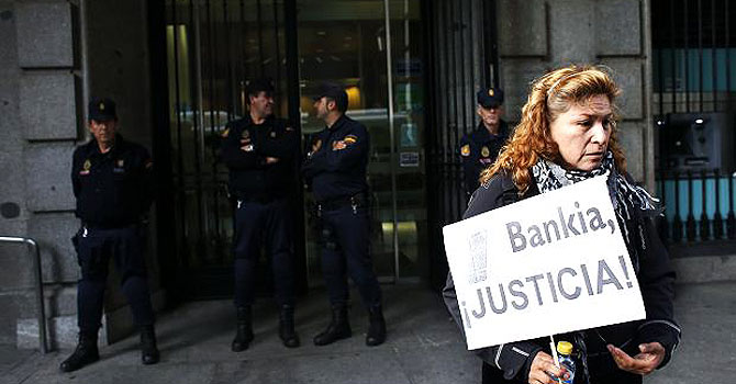Spain's banks have been the subject of protests over their treatment of customers as they receive state aid. —Photo (File) Reuters