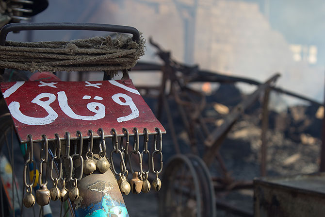 The remains of an auto rickshaw workshop.