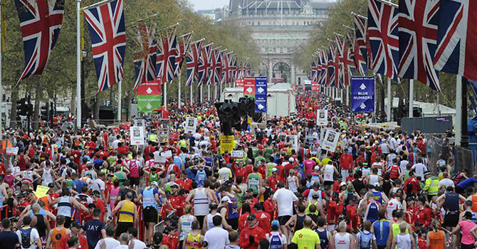 London is the next in the world marathon series after Boston. —Photo by AP