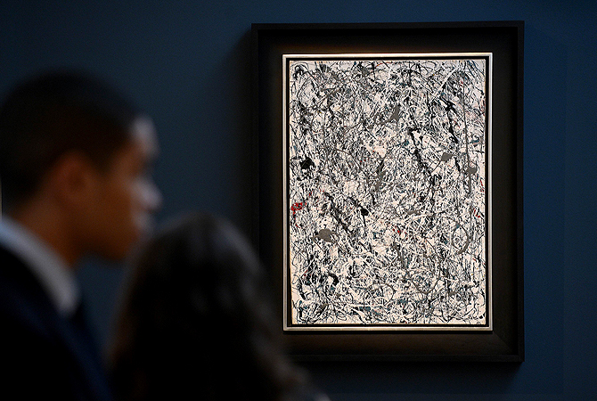 This photo taken on May 3, 2013, shows the painting "Number 19" by Jackson Pollock on display during a preview of Christie's Impressionist and Modern Art sales in New York. — AFP Photo