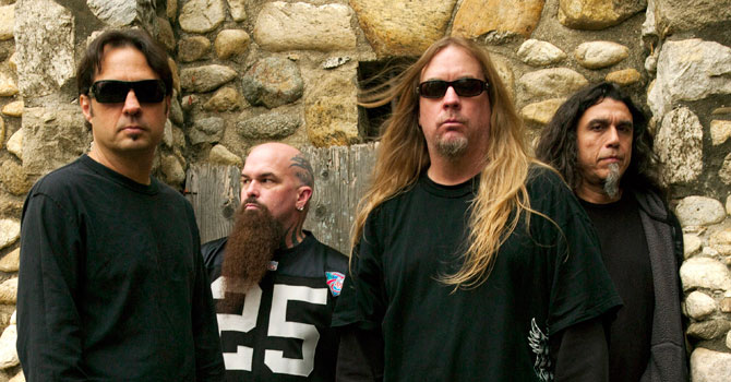 This 2009 publicity photo provided with courtesy of Slayer shows, from left, Dave Lombardo, Kerry King, Jeff Hanneman and Tom Araya. —Photo by AP