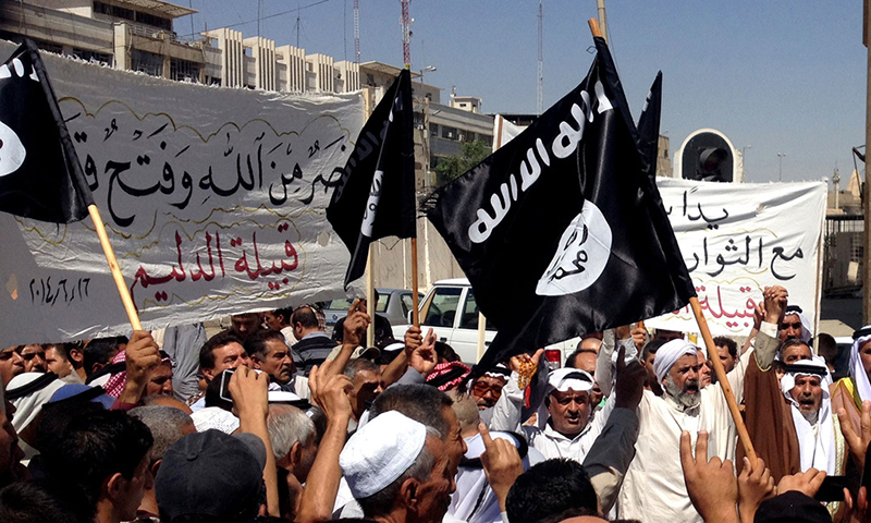 In this photo, people chanting pro Islamic State slogans in Mosul, Iraq. — AP/File