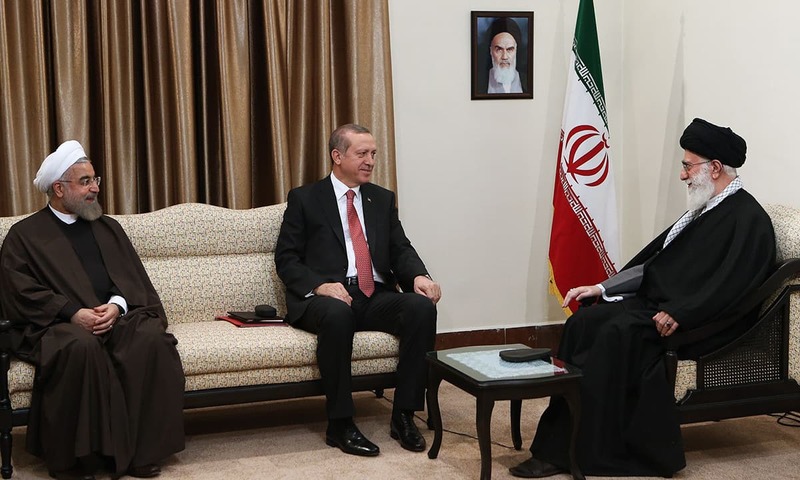 Ayatollah Ali Khamenei met with Turkish President Recep Tayyip Erdogan and Iranian President Hassan Rouhani in Tehran. -AFP