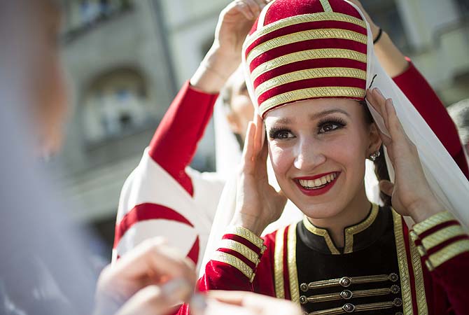 Circassian revelers dress up for the Carnival Of Cultures parade in Berlin, Germany.—Photo by AP