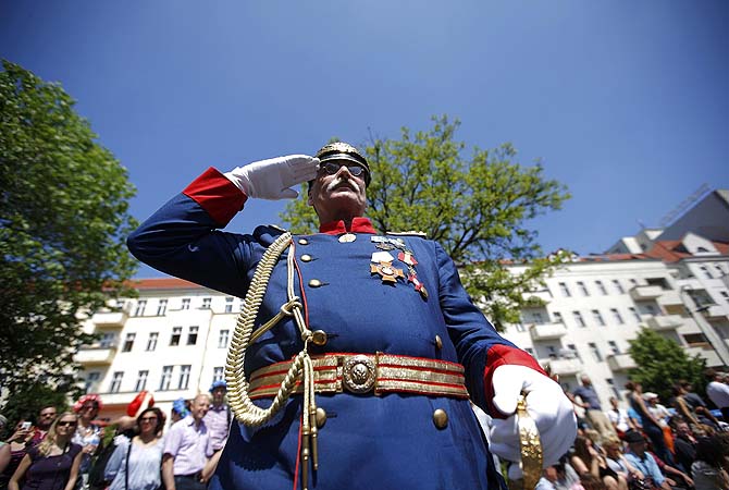 A reveller participates in the Karneval der Kulturen (Carnival of Cultures), a street parade of Berlin's ethnic minorities, in Berlin.—Photo by Reuters