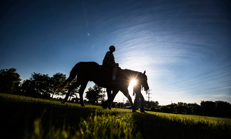A child takes part in horseback riding at Camp Abilities in Brockport, New York.