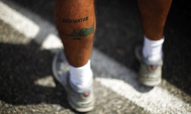 A man shows a Badwater tattoo during the Badwater Ultramarathon in Death Valley National Park, California.—Photo by Reuters