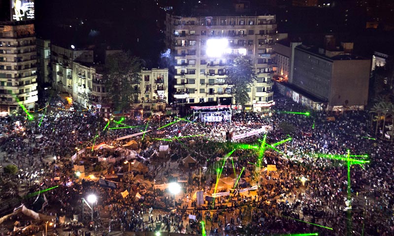An aerial view shows Tahrir Square during a rally of opponents.— AFP Photo