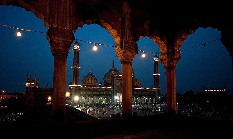 The illuminated Jama Masjid Mosque in New Delhi. — AFP Photo