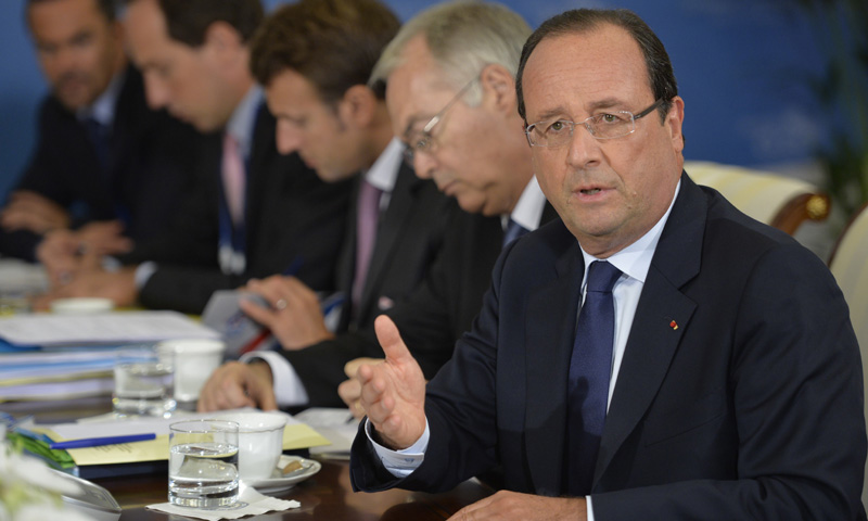 France’s President Francois Hollande speaks during a bilateral meeting. –Photo by AFP