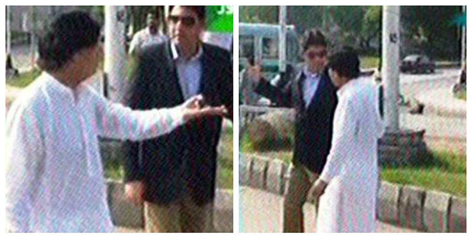 Interior Minister Chaudhry Nisar Ali Khan visiting Islamabad's Aabpara Chowk to inspect security arrangements.—DawnNews footage