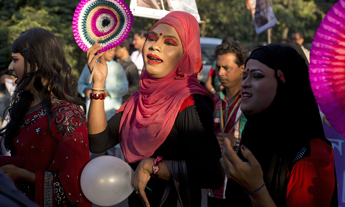 Members of transgender community at the pride rally in Dhaka.— AP Photo