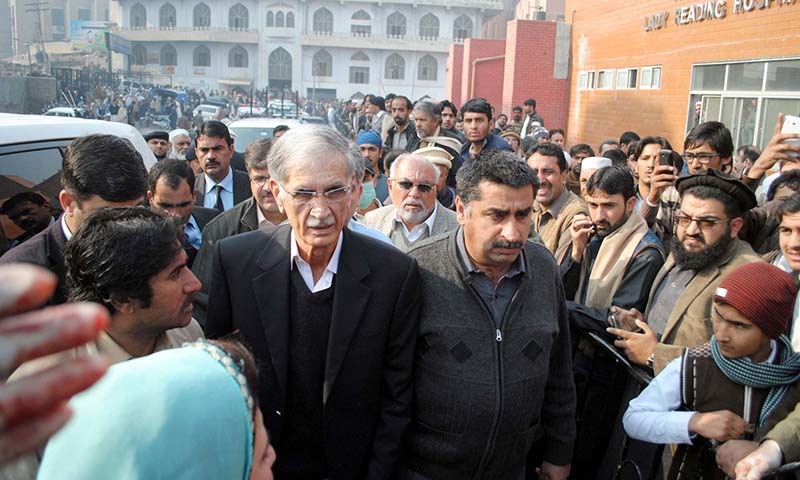 Khyber Pakhtunkhwa Chief Minister, Pervez Khattak at Lady reading Hospital to visit victims of the militant attack on Army Public School — PPI