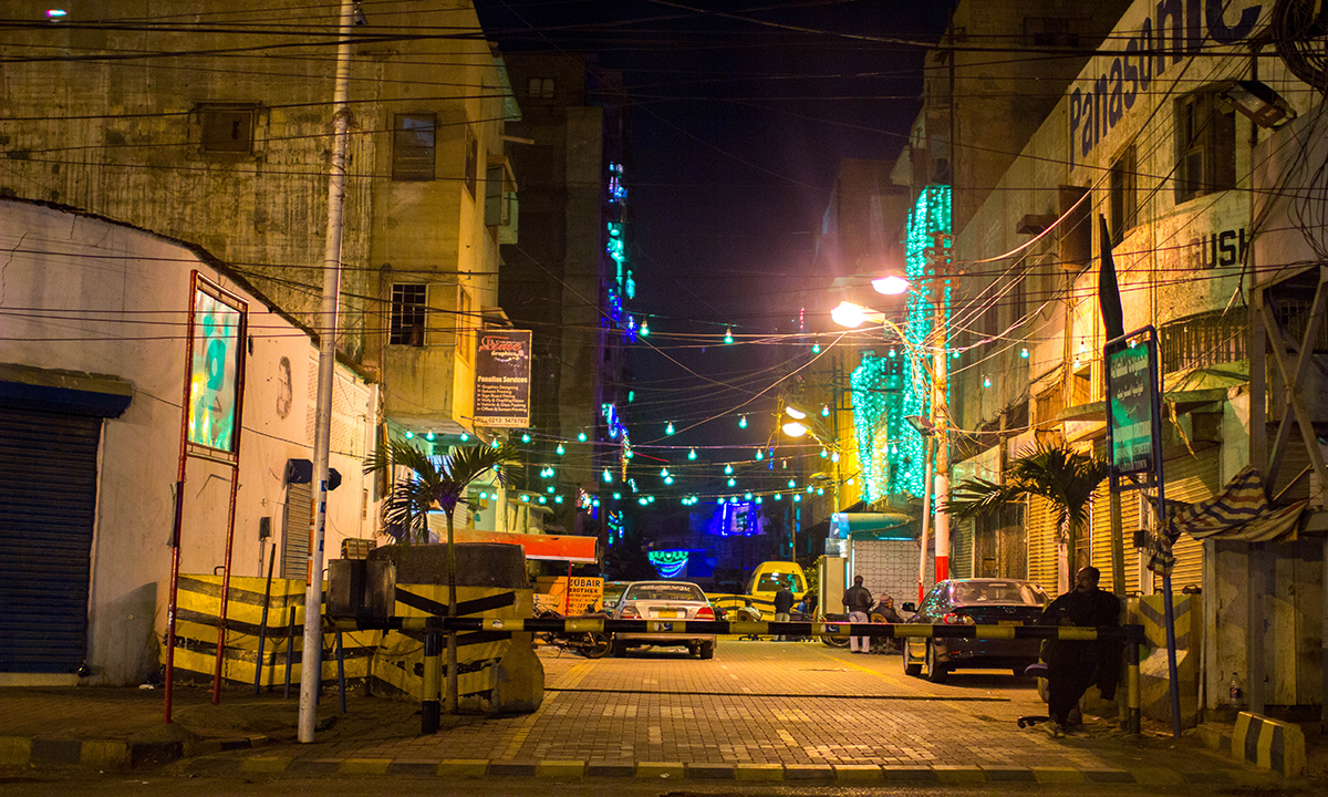 Buildings in different areas of Karachi adorned with lighting. — Muhammad Umar Buildings in different areas of Karachi adorned with lighting. — Muhammad Umar