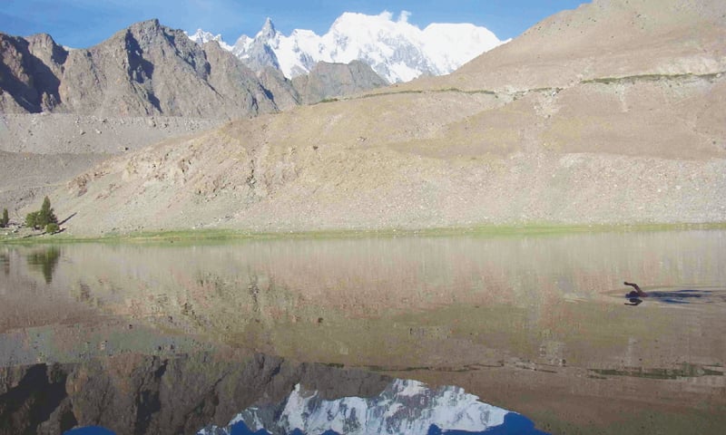 Mr Khan’s son having his morning swim, before serving breakfast to tourists