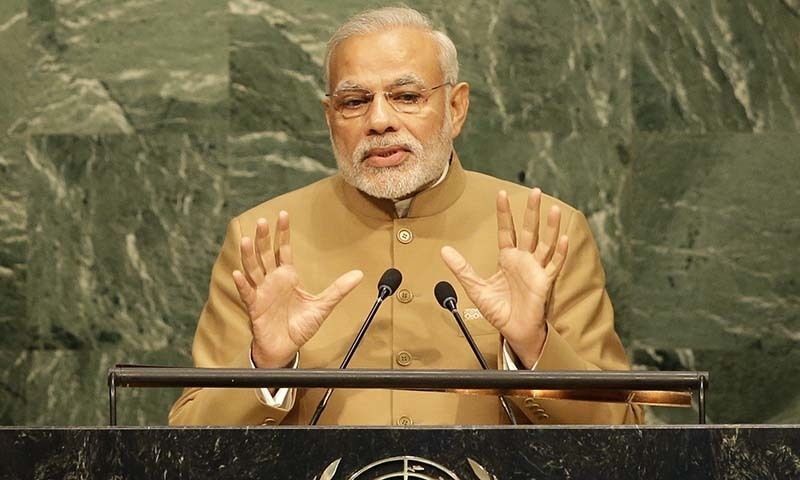 Indian Prime Minister addresses the United Nations Headquarters. — AP