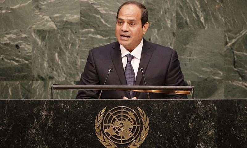 Egyptian President Abdel Fattah Al Sisi addresses the United Nations Headquarters. — AP