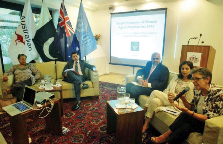 Australian High Commissioner speaks at a debate on Violence Against Women in Islamabad on Thursday. — Online