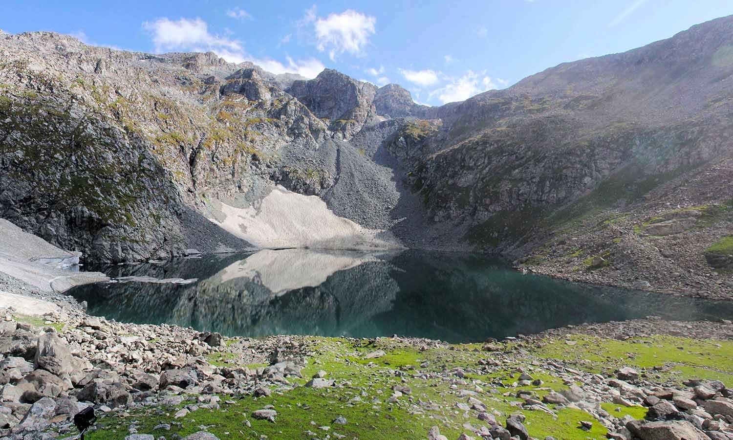 Bashigram Lake is located in the alpine zone of Bashigram Valley reaching a height of 11,500 feet