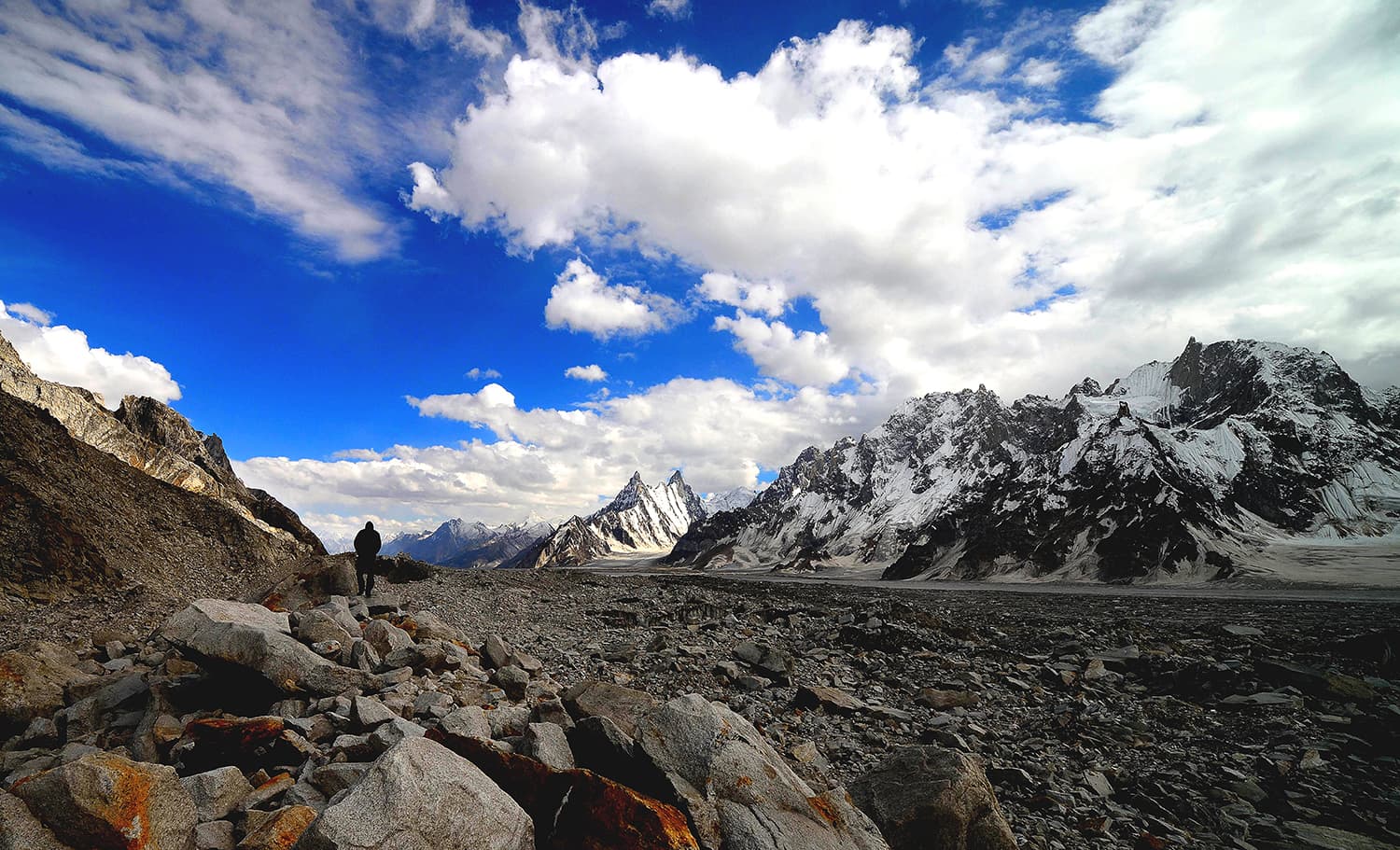 A wanderer enjoying the solitude of Biafo. ─ Photo by author