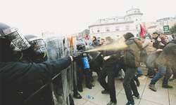 Police, protesters fight running battles in Kosovo&rsquo;s capital
