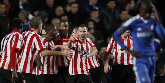 Nedum Onuoha opened the scoring in the last minute of the first half when he waltzed around two defenders before slipping a left-footed shot past Petr Cech for his first goal for Sunderland. —Reuters Photo