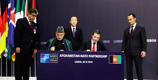 nato, hamid karzai, Anders Fogh Rasmussen, afghanistan, Ban ki Moon, Lisbon, Portugal