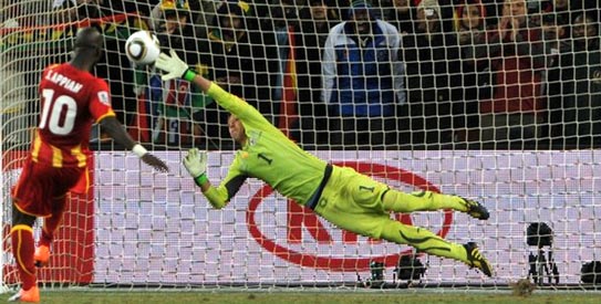 “The coin gives a 20 per cent advantage to the team that shoots first. The psychological pressure of ‘lagging behind’ clearly affects the performance of the team that kicks second.” —AFP Photo