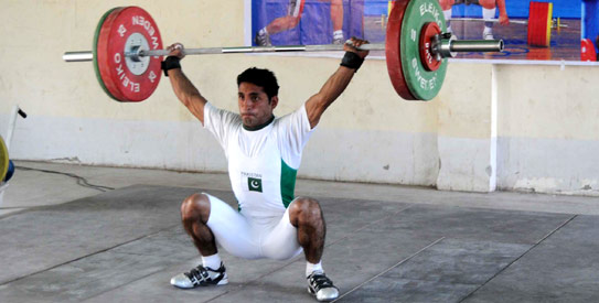 Wapda won two gold medals on the opening day of weightlifting at the National Games in Peshawar. —Photo by Shahbaz Butt/White Star